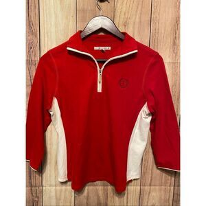 Cutter & Buck Small women’s red white polo shirt top 3/4 sleeve embroidered